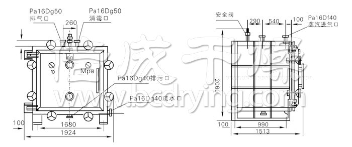 方形静态真空干燥机结构示意图 方形静态真空干燥机结构示意图